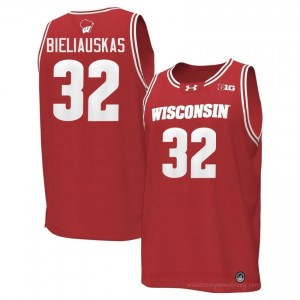 Aleksas Bieliauskas Wisconsin #32 Jersey | Official Badgers Red Men University Basketball Uniform 79687613