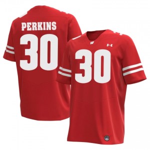 #30 Charles Perkins Wisconsin Badgers Men Premium Stitched Football Jersey | Red University Game-Day Style 12336705