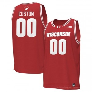 Custom Wisconsin #00 Jersey | Official Badgers Red Men High School Basketball Uniform 87453413