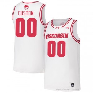 Authentic Custom #00 Wisconsin Badgers Basketball Jersey | White Men University Edition 33717180