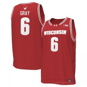 Elijah Gray Wisconsin #6 Jersey | Official Badgers Red Men High School Basketball Uniform 88609613