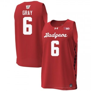 UW Badgers Elijah Gray Men Special Game Jersey | #6 Red Player Hoops Gear 93758621