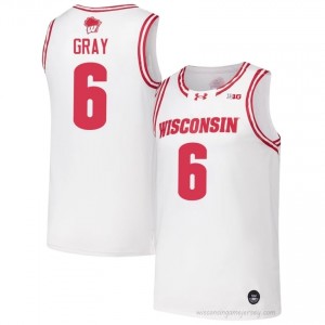 Authentic Elijah Gray #6 Wisconsin Badgers Basketball Jersey | White Men University Edition 28564803