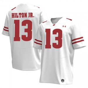 Eugene Hilton Jr. #13 Wisconsin Jersey | Elite White Men Football Kit 95162316
