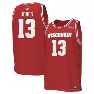 #13 Hayden Jones UW Badgers Men Premium Stitched Basketball Jersey | Red Player Game-Day Style 30164694