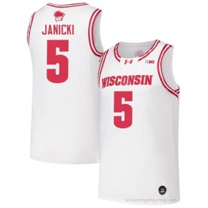 Authentic Jack Janicki #5 Wisconsin Basketball Jersey | White Men NCAA Edition 70890482