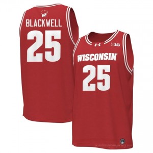 #25 John Blackwell Badgers Men Premium Stitched Basketball Jersey | Red High School Game-Day Style 81666255