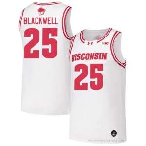 John Blackwell #25 Wisconsin Badgers Jersey | Elite White Men Basketball Kit 24577814