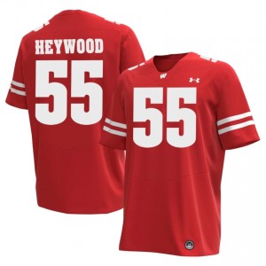 #55 Kevin Heywood Wisconsin Men Premium Stitched Football Jersey | Red NCAA Game-Day Style 37548454