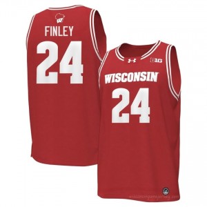#24 Michael Finley Wisconsin Badgers Men Premium Stitched Basketball Jersey | Red University Game-Day Style 51160887