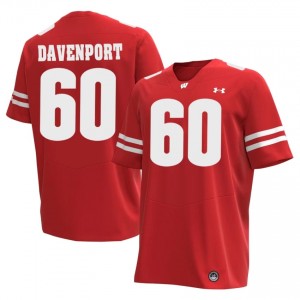 #60 Nolan Davenport Wisconsin Badgers Men Premium Stitched Football Jersey | Red University Game-Day Style 98218266