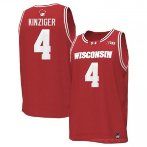 Zach Kinziger Wisconsin #4 Jersey | Official Badgers Red Men University Basketball Uniform 82267709