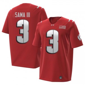 Abu Sama III Wisconsin #3 2026 Jersey | Official Badgers Red Men Player Football Uniform 61877697