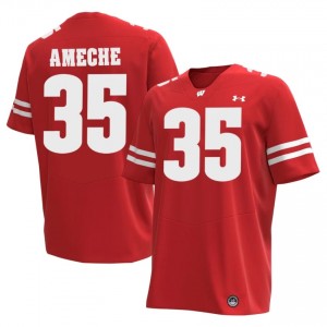 #35 Alan Ameche Badgers Men Premium Stitched Football Jersey | Red High School Game-Day Style 94460429