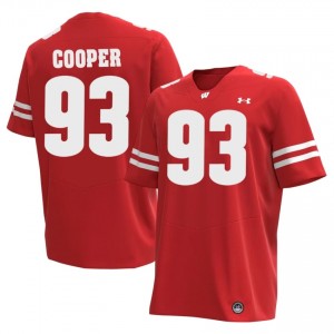 #93 DeNigel Cooper Wisconsin Badgers Men Premium Stitched Football Jersey | Red University Game-Day Style 23446762