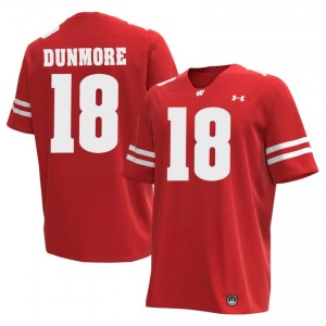 #18 Donovan Dunmore Badgers Men Premium Stitched Football Jersey | Red High School Game-Day Style 10928264