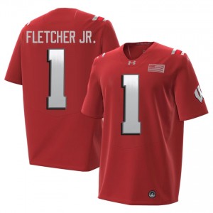 Eric Fletcher Jr. Wisconsin #1 2026 Jersey | Official Badgers Red Men NCAA Football Uniform 51939220
