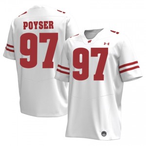 Junior Poyser #97 Wisconsin Jersey | Elite White Men Football Kit 79768683