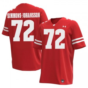#72 Lucas Simmons-Johansson UW Men Premium Stitched Football Jersey | Red College Game-Day Style 99579581