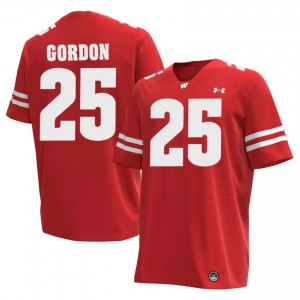 #25 Melvin Gordon Badgers Men Premium Stitched Football Jersey | Red High School Game-Day Style 67477968