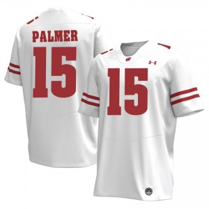 Nate Palmer #15 Wisconsin Jersey | Elite White Men Football Kit 45454451