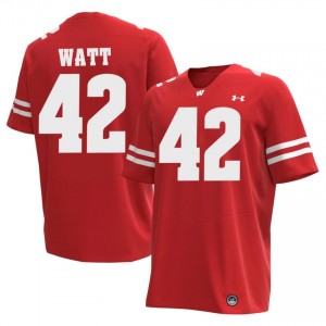 #42 T.J. Watt Wisconsin Badgers Men Premium Stitched Football Jersey | Red University Game-Day Style 40190373