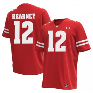 #12 Zion Kearney Wisconsin Badgers Men Premium Stitched Football Jersey | Red University Game-Day Style 51188625