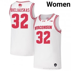 Aleksas Bieliauskas #32 Badgers Jersey | Elite White Women Basketball Kit 97114548