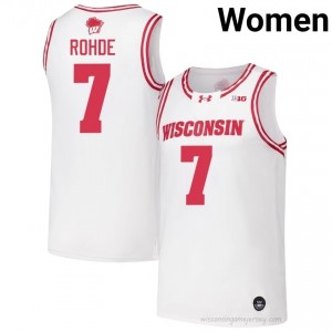 Authentic Andrew Rohde #7 UW Badgers Basketball Jersey | White Women Player Edition 61023386