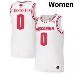 Authentic Braeden Carrington #0 UW Badgers Basketball Jersey | White Women Player Edition 70855947