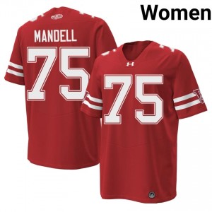 #75 Emerson Mandell Wisconsin Badgers Women Premium Stitched 1980 Throwback Football Jersey | Red University Game-Day Style 61831025
