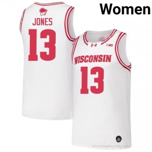 Authentic Hayden Jones #13 Wisconsin Badgers Basketball Jersey | White Women University Edition 60450239
