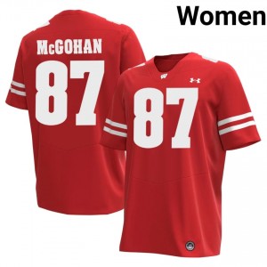 Authentic Jackson McGohan #87 UW Badgers Football Jersey | Red Women Player Edition 27539988