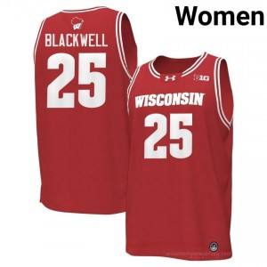 John Blackwell Wisconsin #25 Jersey | Official Badgers Red Women College Basketball Uniform 99350539