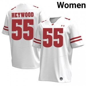 Wisconsin Kevin Heywood Women Jersey | #55 White NCAA Football Gear 14669407