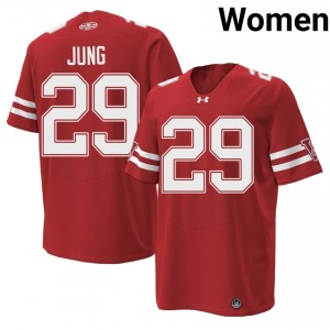 #29 Matt Jung Badgers Women Premium Stitched 1980 Throwback Football Jersey | Red High School Game-Day Style 84781049