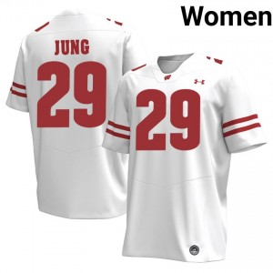 Wisconsin Matt Jung Women Jersey | #29 White NCAA Football Gear 59049943
