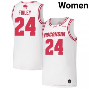 Authentic Michael Finley #24 Badgers Basketball Jersey | White Women High School Edition 91077793