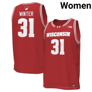 #31 Nolan Winter Badgers Women Premium Stitched Basketball Jersey | Red High School Game-Day Style 35918609