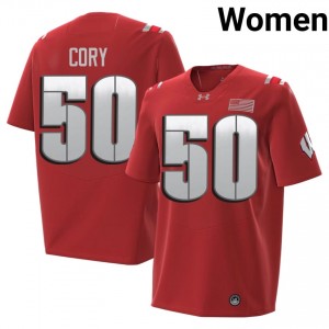 Ryan Cory #50 Wisconsin 2026 Jersey | Elite Red Women Football Kit 13710163