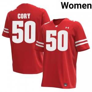 Authentic Ryan Cory #50 Wisconsin Badgers Football Jersey | Red Women University Edition 51389847