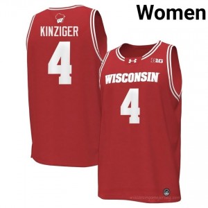 #4 Zach Kinziger Wisconsin Women Premium Stitched Basketball Jersey | Red NCAA Game-Day Style 85066823