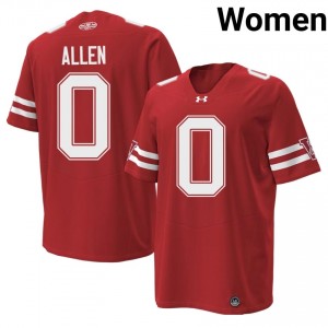 #0 Braelon Allen UW Badgers Women Premium Stitched 1980 Throwback Football Jersey | Red Player Game-Day Style 83120694