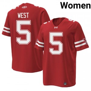 #5 Bryce West Wisconsin Badgers Women Premium Stitched 1980 Throwback Football Jersey | Red University Game-Day Style 20987647