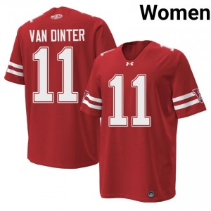 #11 Carson Van Dinter Badgers Women Premium Stitched 1980 Throwback Football Jersey | Red High School Game-Day Style 16007999