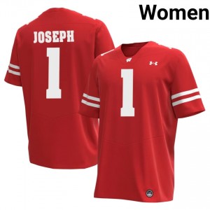 Authentic Colton Joseph #1 UW Badgers Football Jersey | Red Women Player Edition 98988625
