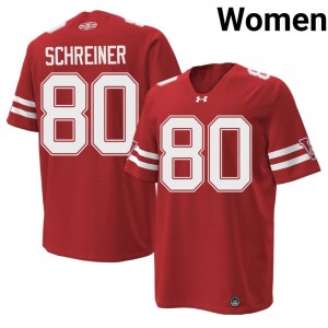 #80 Dave Schreiner UW Badgers Women Premium Stitched 1980 Throwback Football Jersey | Red Player Game-Day Style 59704043