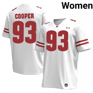 Wisconsin Badgers DeNigel Cooper Women Jersey | #93 White University Football Gear 38886173