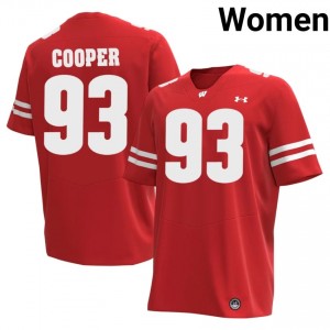 Authentic DeNigel Cooper #93 Badgers Football Jersey | Red Women High School Edition 11252576