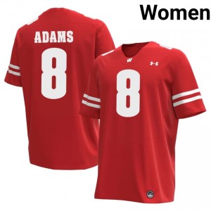 Authentic Deuce Adams #8 UW Badgers Football Jersey | Red Women Player Edition 59550598